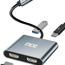 INICIO USB C to Dual HDMI Adapter 4K@60hz, Type C to HDMI 4 in 1 Splitter with PD & USB, Thunderbolt 3/4 for MacBook Pro Air M1 M2 Dell XPS 13/15 Galaxy S23 iPad Pro [MST Only for Win OS]-15