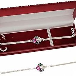 Silver Rakhi for brother,Rakhi set for brother,men,bhai,kids with velvet gift box,roli,chawal-image-85