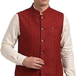 Men Terylene Rayon Dobby Print Formal Nehru Jacket-image-0