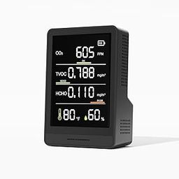 PinoTec 5-in-1 Professional Indoor Air Quality Monitor Indoor Portable CO2 Monitor | Temperature | Formaldehyde Detector | Humidity TVOC | Air Quality Tester - Confined Space Clean Air Monitor,-7