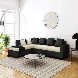 Casacomfort Preloy 5 Seater Fabric LHS L Shape Sofa Set (Cream-Dark Grey)-image-97