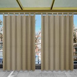 GREEN DECOR HDPE Fabric 85-90% Sun Blockage & UV Protection Detachable Tab Top Balcony & Outdoor Curtains Temperature Reducing for Window&Door Curtains(Beige Black Color_4.5X5.5 Feet) Pack of 2 Piece-image-78