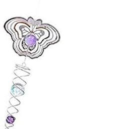 UJEAVETTE 2Pcs 3D Metal Hanging Wind Spinner/Wind Chime Crystal Ball Center Butterfly-picture-10