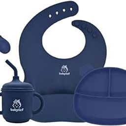 Babylief 4 Piece Silicone Baby Feeding Set (Navy)-image-27