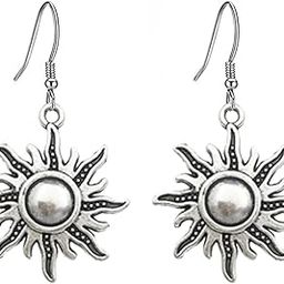 Boho Sun Earrings - Hippie Sun Drop Dangle Earrings Fish Hook Mystical Sunshine Jewelry Gifts for Women, Zinc, No Gemstone-16