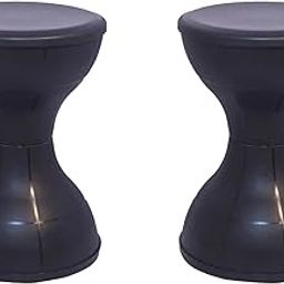 Nilkamal Plastic Stool for Living room |Set of 2 | 3 Year Warranty | For Home, Living Room, Outdoor | Iron Black Colour | STL12-image-3