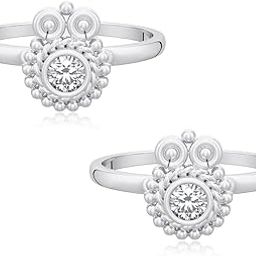 92.5 Silver Stoned Toe Rings (Pair) For Women's Pure Silver 925, Sterling Silver Jewellery with Certificate of Authenticity & 925 Toe Rings for Women's Silver, God, Religion-image-60