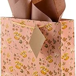 Birch & Co. Gift Bags - Medium Paper Carry Bags for Gifting With Tissue and Thank You Card - Pack of 5, Peach-29