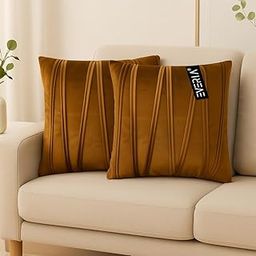 EVERIA Premium Holland Velvet Cushion Covers 16x16 Inch (40X40 cms) - Set of 2 | Elegant Designer Cushion Cover for Sofa & Living Room Décor | (Brown)-image-27