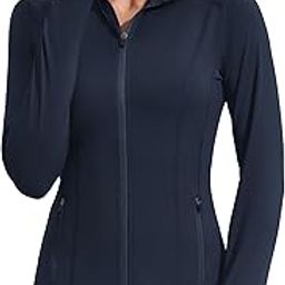Women's Athletic Jackets Slim Fit Workout Jacket Full Zip Up Running Gym Yoga Sports Tops with Pockets-image-38