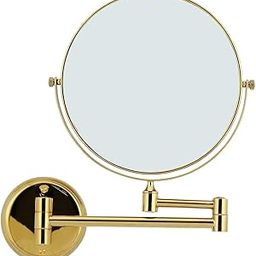 Brass Shaving Mirror II Makeup Mirror II Bathroom Mirror with 5X Magnifying Mirror (Gold,8Inch) WallMount-97