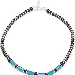 925 Sterling Silver Designer Black and Green Rhodium Plated Adjustable Beaded Anklet (Single) | Gift for Women & Girls | With Certificate of Authenticity & 925 Hallmark-20