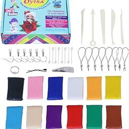 Oytra Polymer Oven Bake Clay Set With Jewelry Making Accessories Kit Tools Non Air Dry Plasticine Pvc Material Diy Figurines Jewellery Artists Beginners And Professionals (12 Basic Color),Multicolor-image-1