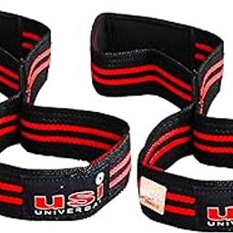 USI UNIVERSAL THE UNBEATABLE Wrist Support, Wrist Supporter For Gym, 7032 Figure 8 Power Lifting Grip Hook Wrist Wraps 1 Pair Black Made Of Heavy Duty Neoprene, Padded Lifting Strap-0