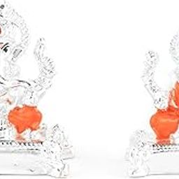 Arya Silver Plated LAXMI Ganesh Meena Puja Samagri Kit for Daily Worship, Diwali, Navratri & Gifting, Decorative,Temple-image-19