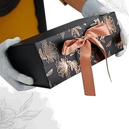 RBS® Black Gift Boxes for Packaging (Empty) 23 x 16 x 10cm Holds upto 5kg, Multipurpose Gift Boxes for all Occasions (1 Pack) Cardboard box Empty, Gift boxes for presents (Rose Gold Front Floral)-image-87