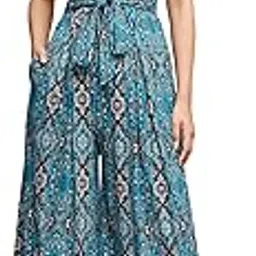 miss chase Women's Boat Neck Sleeveless Bohemian-Patterned Pleated Pure Cotton Regular-Length Jumpsuit-picture-34