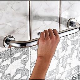 Bhanmati Hardware Item Stainless Steel 304 Heavy Duty Grab Bar Handle for Toilet, Bathroom Senior Citizens Balance Support Handle (12 Inch, Silver) Set of 1-image-93