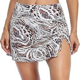 Split Swim Skirt for Women High Waisted Swim Bottoms Leopard Swim Dress L-image-29