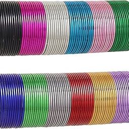 Jewellery for Women Multi-colour Bangles Set for Women and Girls/Assorted Combo set - 12 metal Bangles of 12 Colours Each-image-1