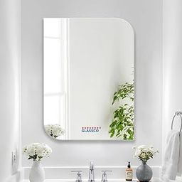 Glassco Mirror for Livingroom Frameless Decorative Rectangular Curved Shape for Bathroom Washbasin, Bed and Livingroom, Entryway, Beveled - Wall Mount Vertical and Horizontal Hangs (20x14 Inch)-4