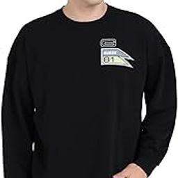 Black Cotton Blend Solid Round Neck Sweatshirt-image-39