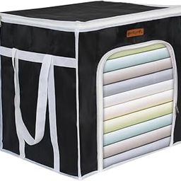 Pretty Krafts Set of 1 Parachute Fabric Large Capacity Clothes Storage Bag with Handle, Clear Window & Zipper | Quilt, Comforter & Blanket, Bedding Organiser | Foldable Storage Bag (43x35x43cm, Black)-picture-12