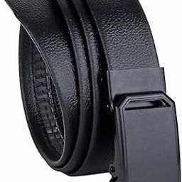 Men's Vegan Leather Belt for Men, Formal/Casual,Autolock,Black-image-81