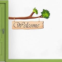 Decal O Decal ' Welcome for Entrance Door with Tree Branch ' Wall Stickers (PVC Vinyl,Multicolour)-image-51