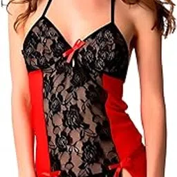 xs and os Women's Lace Babydoll Lingerie with Panty-picture-34