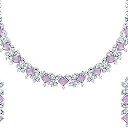 Crystal Necklace Jewellery Set with Earrings for Women & Girls - Ideal for Party, Wedding, Festive Occasions-13