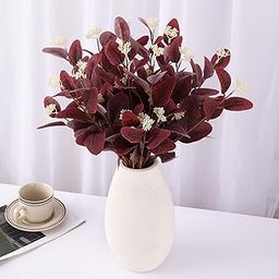 TIED RIBBONS Pack of 6 Artificial Eucalyptus Flowers Bunches for Vase Pot Home Decoration (Red) for Home Decoration Living Room Side Table Centerpiece (Vase not Included)-image-78