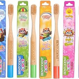 Bentodent toothpaste - Bamboo Toothbrush | Round Bottom Bamboo toothbrush | Bamboo Fiber bristles | Ultra Soft (Pack of 4 bamboo toothbrush for kids)-image-31