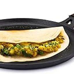 AGARO Royal Pre Seasoned Cast Iron Tawa, 28 Cm Diameter, No Chemical Coating, Long Rigid Handle, Fast Heating, Heavy Weight, Gas & Induction Oven Compatible, Roti, Omlette Maker, Black-29