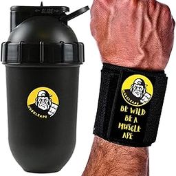 Muscleape Bullet shaker With Black Wrist Wraps for protein shake protein shaker bottle gym shaker bottle shaker bottles gym protein shaker bottle shaker bottles for protein shake gym shaker for men-image-47