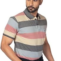 Regular Cotton Polo Tshirt for Mens with Striped Pattern I Half Sleeve I Collar Neck, Stylish Casual Multicoloured I Pair up with Jeans, Trousers & Pants (Pack of 1)-image-60