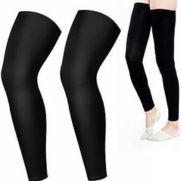 Proberos® One Pair Leg Sleeves, UPF 50+ Sports Leg Sleeves, Ice Silk Compression Leggings, Unisex Compression Sun Protection Sleeves, Breathable, Anti-UV, For Running, Cycling, Outdoor Fitness, Black-image-49