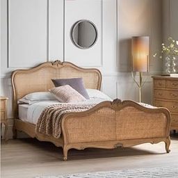 Quick Artsy Solid Mango Wooden King Size Bed with Rattan Headboard & Without Storage for Bedroom, Hotel & Home, Natural Finish Crafted with Intricate Cane Detailing.-image-32