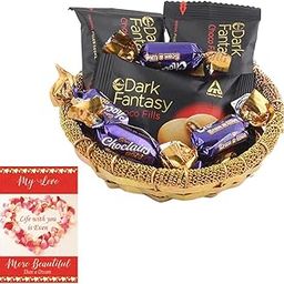 SFU E Com Dark Fantasy And Eclairs Gift Combo | Valentine Chocolate With Love Greeting Card | Valentine Chocolate Hamper | 1113-76