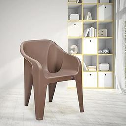 Nilkamal Mid Back Chair with Arm EEZYGO | Chair for Living Room, Bed Room, Kitchen, Office Room, Outdoor| 100% Polypropylene Stackable Chair | (Rattan Dark Beige)-image-52