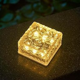 GIGALUMI GL-509 Solar Glass Brick Light with 2V Panel 300mAh Ni-MH Battery Ice Cube Lamp for Outdoor Garden Courtyard Pathway Patio Yard (Pack of 1, Warm White)-4