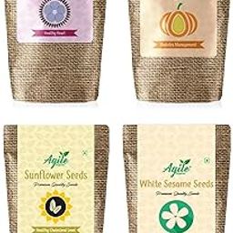 Agile Organic - Seeds Cycling Seeds Combo - Raw Seeds Combo (Sunflower, Flax, Pumpkin, White Sesame 100g Each) - To Enhance Hormonal Balance and Improve Menstrual Health for Women.-image-8