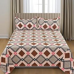 BSB HOME Pure Cotton Double Bed Bedsheet Set | 180tc to 220tc Soft & Breathable with 2 Pillow Covers | Wrinkle Free | for Bedroom & Gifting (Color -Grey Brown, 90 x 90 Inches)-image-15