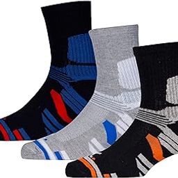 Men's Mid-Calf Length Training Running Sports Socks Cushioned Half-Terry Cotton Socks(Pack of 3 Pairs)(Free Size)-image-100