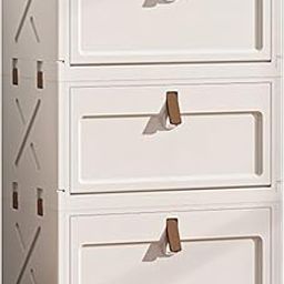 House of Quirk 3 Layer Plastic Storage Box – Flip Cabinet, Foldable, Free Installation, Storage Wardrobe & Home Organizer (40cm, Cream)-image-10
