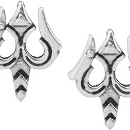 Pure Silver 925 (Chandi) Small Trishul Studs/Earring For Men-13