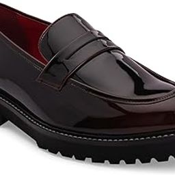Men's Loafers Glossy Shine Shoes with Buckle/Anti-Slippery Wrinkle Free Synthetic Upper Slip-On Loafers/Durable Lightweight and Comfortable Formal Shoe - 7 (Pine)-image-37