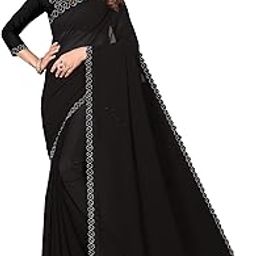 Elegant Women's Georgette Saree with Embroidered Blouse Piece – Black, Perfect for Weddings & Festive Occasions-image-55