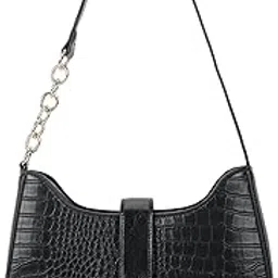 fastrack Casual Shoulder Bag with Zipper and Magnetic Button for Girls, Medium Size with Internal Zipper, Made with Premium Faux Leather, Versatile and Durable Design, Black-picture-6