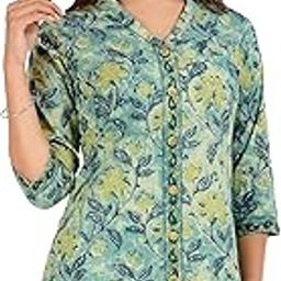 Jaipuri Cotton Floral Printed Shaded Shirt for Women (Top Style)-11